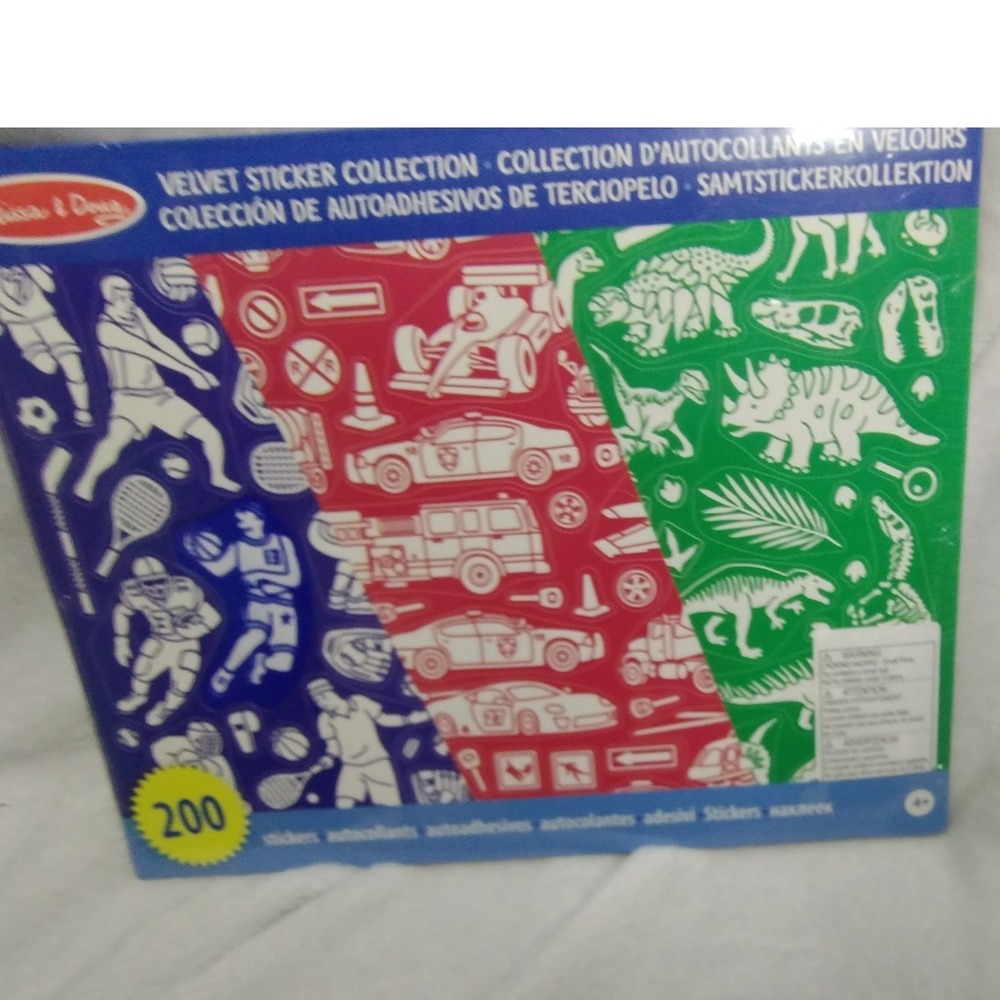 Melissa & Doug Velvet Sticker Collection Set 200‎ Stickers Sports Cars Dinosaurs